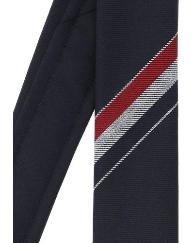 Thom Browne Classic Tie With Engineered Stripes - Black