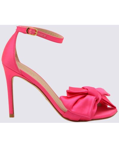 Stuart Weitzman Hot Pink Satin Loveknot Sandals