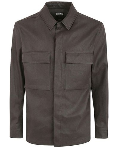 Zegna Oasis Linen Overshirt Clothing - Grey