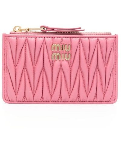 Miu Miu Matelassé Leather Wallet - Pink