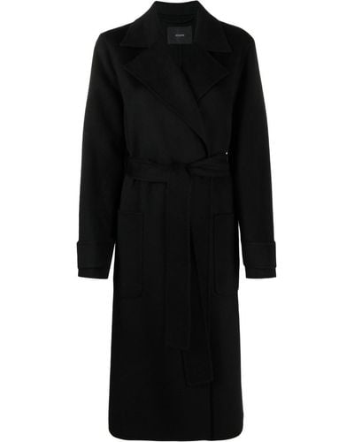 JOSEPH Belted Wool Coat - Black