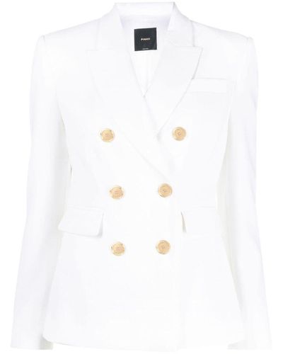 Pinko Peak-lapel Double-breasted Blazer - White