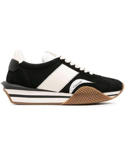Tom Ford James Low Top Trainers - Men's - Fabric/rubber/calf Leathercalf Suede - Black
