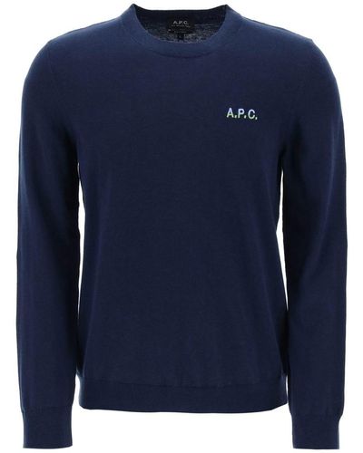 A.P.C. Crew Neck Cotton Sweater - Blue