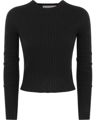 Vanisé Lulu - Ribbed Cropped Cashmere Knitwear - Black