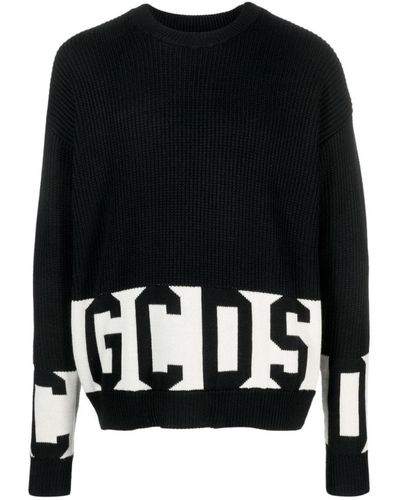 Gcds Monogram Macramè Gilet : Men Knitwear Black