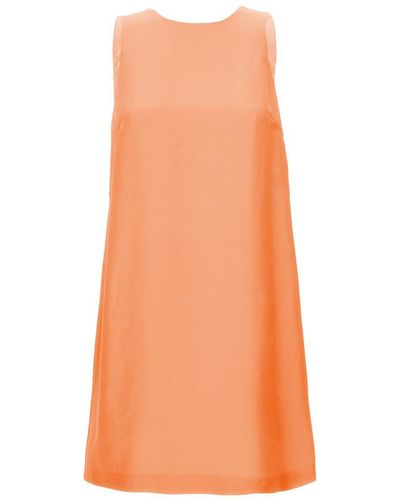 Twin Set Satin Dress With Chain Detail - Orange