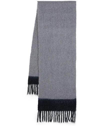 Isabel Marant Logo-embroidered Two-tone Scarf - Gray