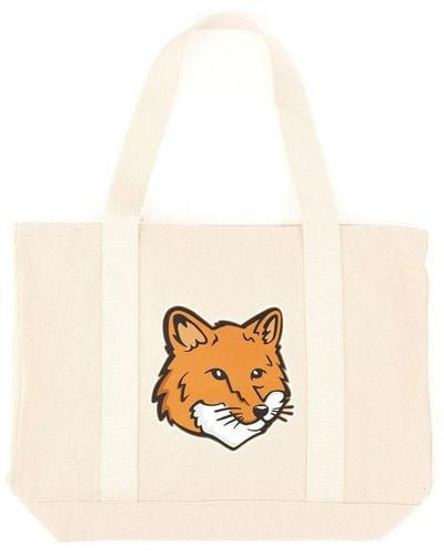 Maison Kitsuné Fox Head Print Bag - White