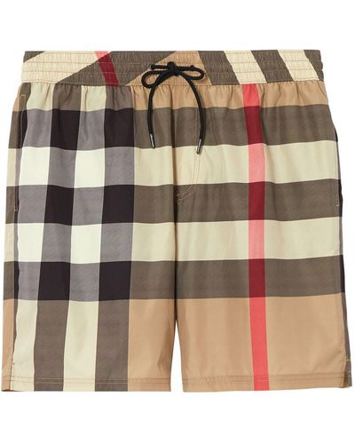 Burberry Check Drawcord Swim Shorts - Natural