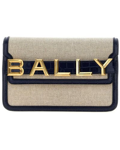 Bally Logo Leather Canvas Crossbody Bag - Black