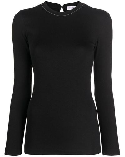 Brunello Cucinelli Cotton Long Sleeves T-Shirt - Black