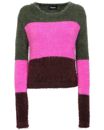 DSquared² And Fuzzy Stripes Sweater - Pink