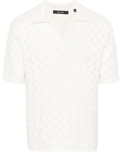 Daily Paper Yinka Relaxed Knit Short Sleeves Polo Shirt - White