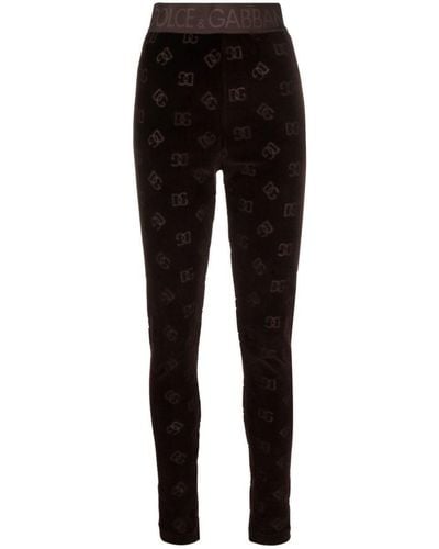 Dolce & Gabbana Logo-debossed Cotton leggings - Black