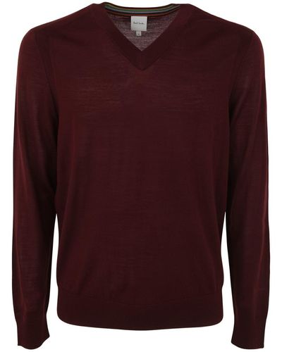 Paul Smith Mens Sweater V Neck Clothing - Red
