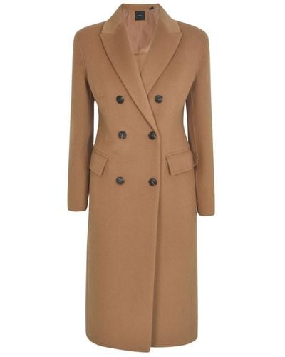 Pinko Double-Breasted Coats - Natural
