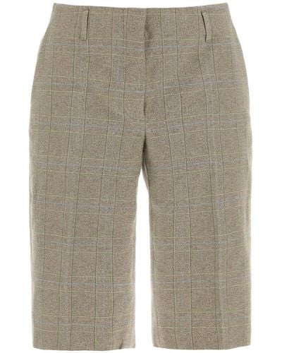 Dries Van Noten "Plaid Cotton Blend Bermuda Shorts In - Gray
