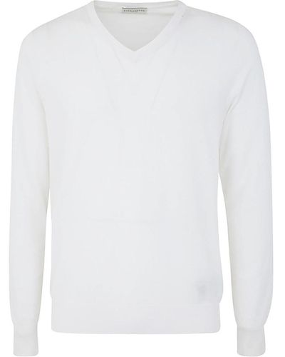 Ballantyne V Neck Pullover - White