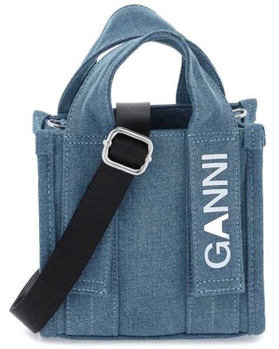 Ganni Denim Tech Mini Tote Bag - Blue