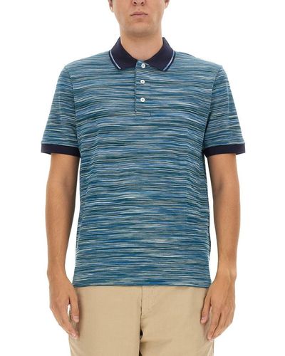 Missoni Polo Shirt With Zig Zag Pattern - Blue