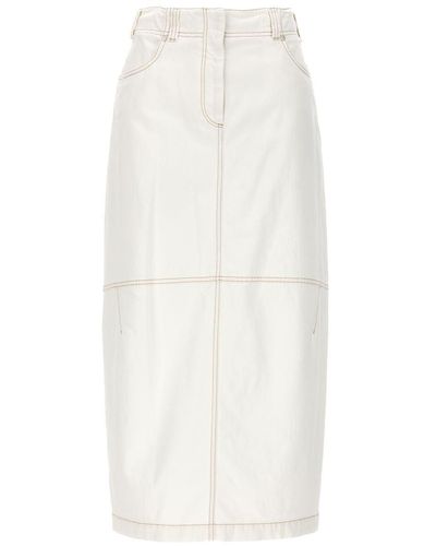 Brunello Cucinelli Denim Long Skirt - White