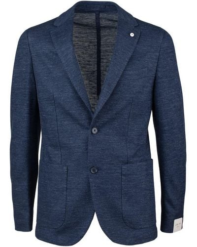 L.B.M. 1911 Jacket 2811 Blue Linen Blend Fabric