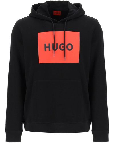 HUGO Logo Graphic Hoodie - Black