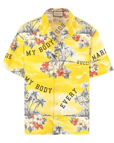 Gucci Printed Bowling Shirt - Yellow