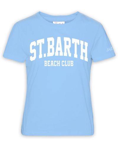 Saint Barth Emilie Crewneck T-Shirt Beach Club Print - Blue