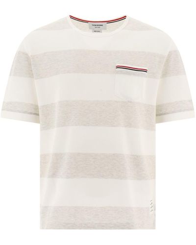 Thom Browne Striped Piqué T-Shirt - White
