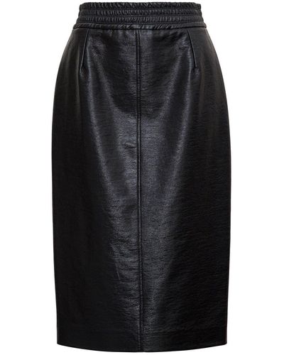 Jucca Leatheret Midi Skirt - Black