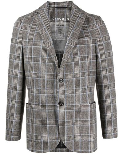 Circolo 1901 Single-breasted Checked Cotton Jacket - Grey