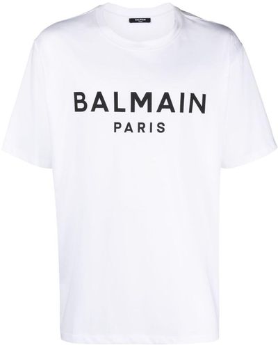 Balmain Cotton T-shirt With Front Printed Logo - White