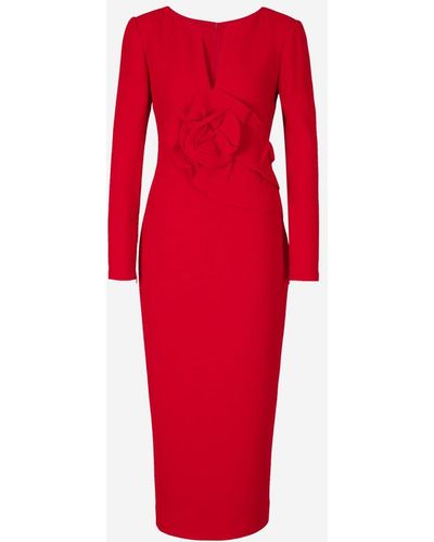 Roland Mouret Wool Midi Dress - Red