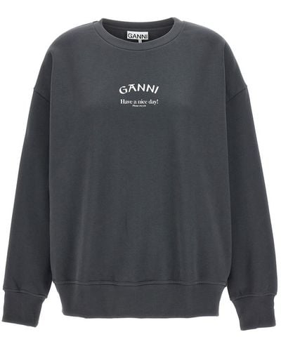 Ganni Have A Nice Day! Sweatshirt - Gray