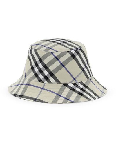 Burberry Check-pattern Cotton-blend Bucket Hat - White