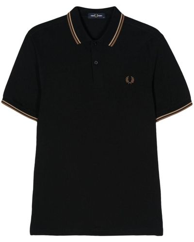 Fred Perry Logo Cotton Polo Shirt - Black