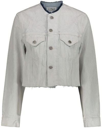 Maison Margiela Denim Jacket White Painted Clothing - Grey