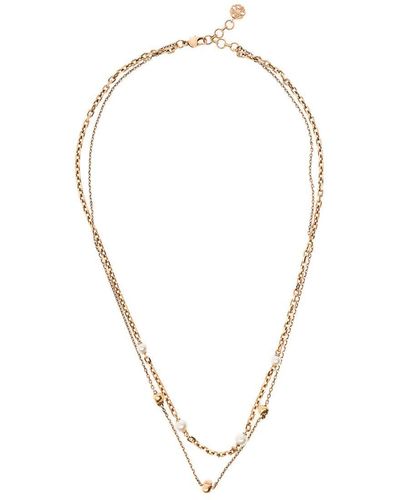 Alexander McQueen Anticque Gold-tone Layered Necklace With Pearls And Skull Charm In Brass - Metallic