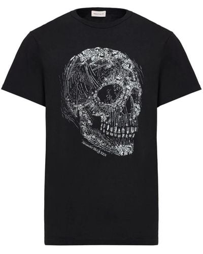 Alexander McQueen Crystal Skull Print Organic Cotton T-shirt - Black