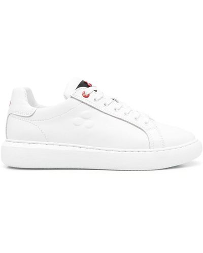 Peuterey Packard Leather Sneakers With Logo - White