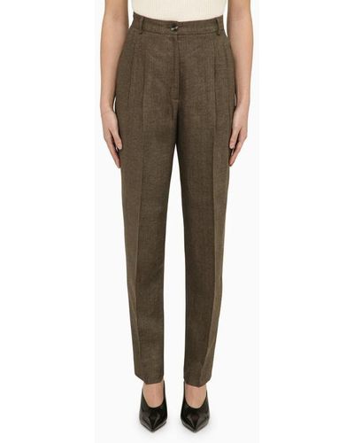 Quelledue Trousers With Pleats - Green