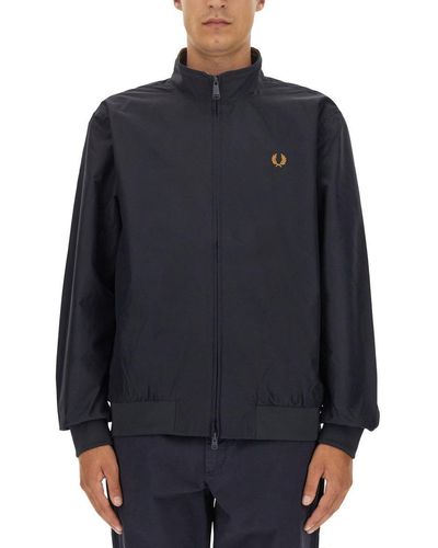 Fred Perry Jacket With Logo - Blue