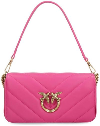 Pinko Mini Love Click Leather Baguette Bag - Pink