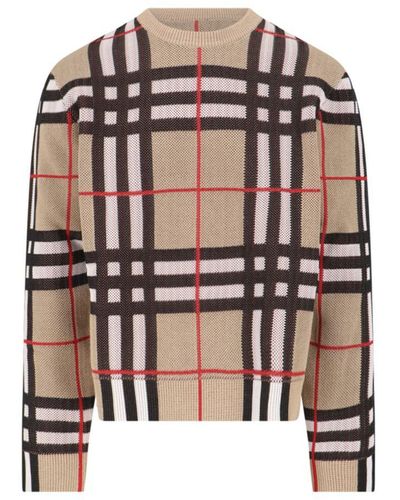 Burberry Tartan Pattern Jumper - White