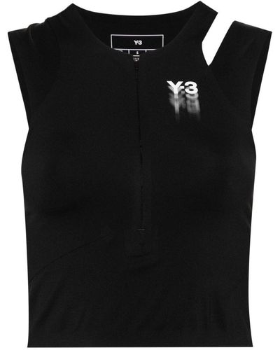 Y-3 Logo-print Cropped Performance Top - Black