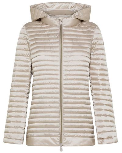 Save The Duck Alima Wide Quilted Short Down Jacket - Natural
