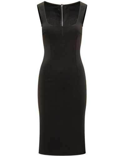 Dolce & Gabbana Milan Stitch Stretch Jersey Sheath Dress - Black
