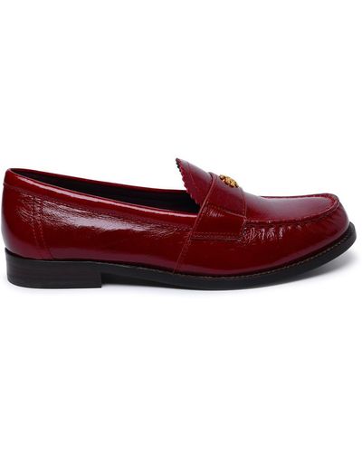 Tory Burch 'perry' Red Shiny Ruffled Leather Loafers